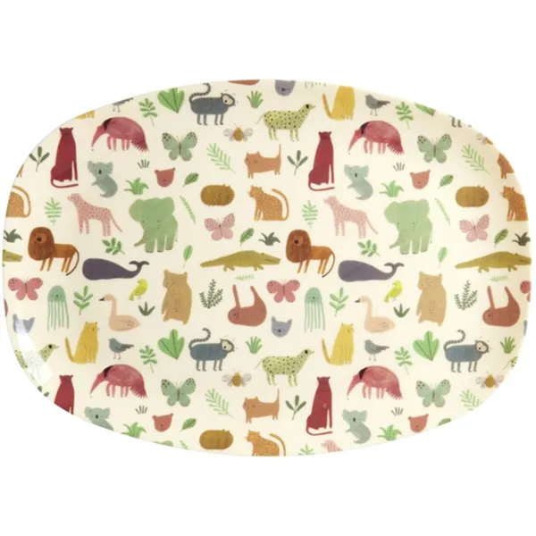 RICE Sweet Jungle Print Melamin Barntallrik