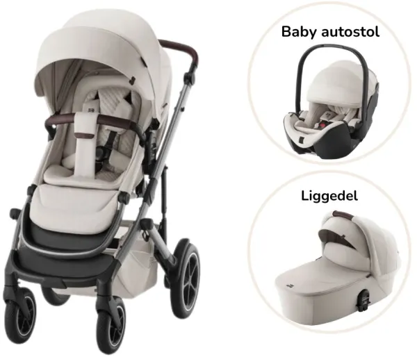 Smile 5Z Lux kombivagn inkl. bilbarnstol - Soft Taupe