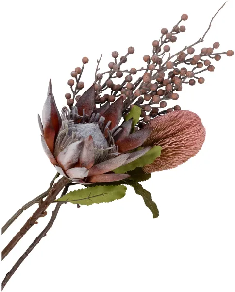 HOUSE NORDIC King Protea -bukett med konstgjorda blommor, mix - rosa plast (H:74)