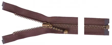 YKK Delbar Dragkedja Antik Mässing 60cm 4mm Brun