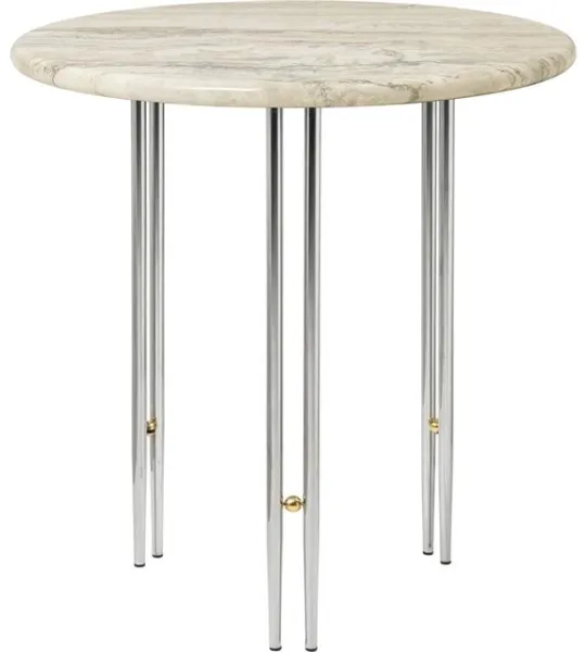 GUBI IOI Sidobord Ø50 Krom/Beige