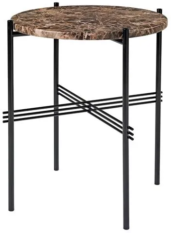 Runt sidobord GUBI TS Ø40 Svart/Brun Emperador Marmor