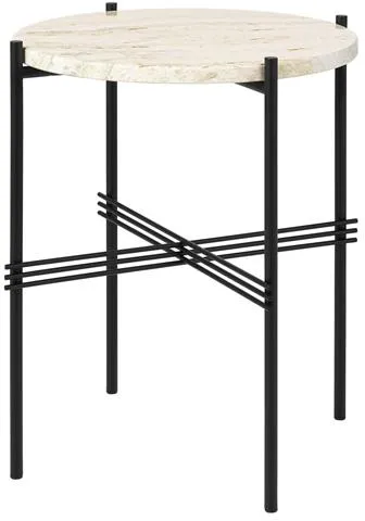 Runt sidobord GUBI TS Ø40 Vit/svart travertin