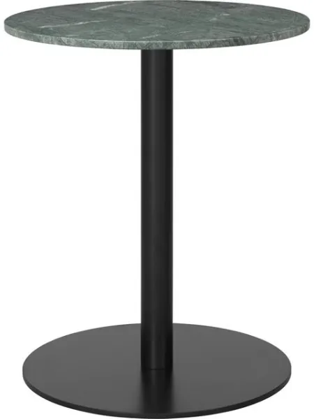 GUBI 1.0 Matbord Rund Ø60 cm med Svart Bas och Grön Guatemala Marmorplatta